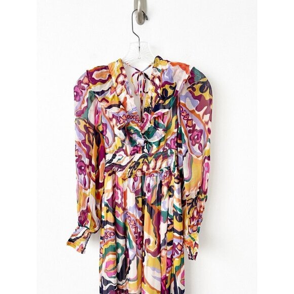NWT Anthropologie The Odetta Ruffled Maxi Dress XXS V-Neck $198 Long Sleeve - Picture 11 of 13